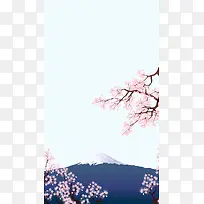 日本富士山樱花旅游背景