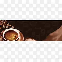 咖啡色文艺休闲饮品咖啡淘宝banner