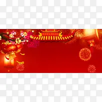 新年开门红中国风红色banner