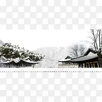 冬季雪景大气建筑白色banner