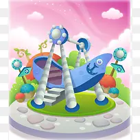 梦幻韩国儿童卡通海盗船风向标背景素材