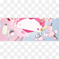 美妆卡通粉色海报背景banner