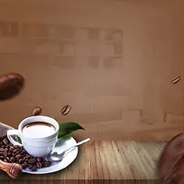 棕色生活场景咖啡机PSD分层主图背景素材
