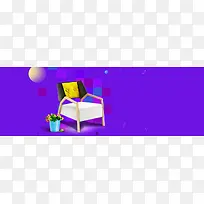 椅子促销季简约几何紫色banner