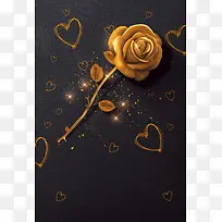 金色玫瑰情人节派对海报背景素材