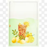 小清新夏季冰饮柠檬水海报背景素材