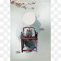 中国风红木家具海报背景素材