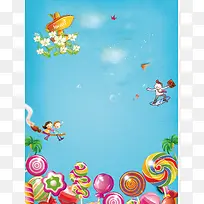 六一儿童节棒棒糖促销海报背景素材
