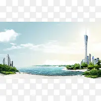大气海边风景psd分层素材