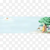 二十四节气雨水卡通banner