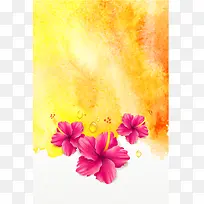 生如夏花橙红色海报背景