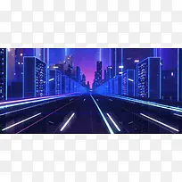 企业科技商务蓝色电子海报背景