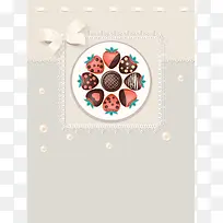 巧克力草莓甜品小清新菜单矢量背景素材