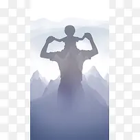 坐在父亲肩膀上的孩子