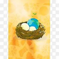 鸟窝鸡蛋背景素材