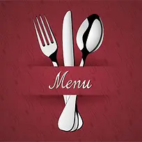 欧式简约红色西餐厅菜单背景