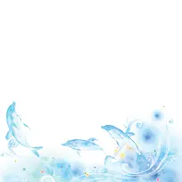 手绘卡通海豚背景