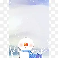 立冬雪人卡通浪漫唯美白色banner