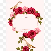 红玫瑰花环背景图