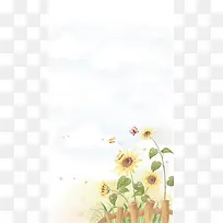 小清新向日葵PSD分层背景