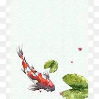 矢量古风手绘锦鲤祈福背景素材