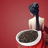 茶叶茶文化美女背影直通车钻展背景