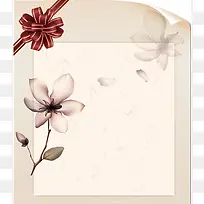 复古花朵信纸丝带唯美海报背景素材