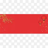 新年红灯笼简约红色banner