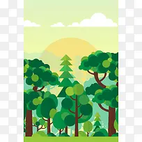 卡通清新绿色森林背景图