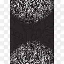 创意简约黑白树木剪影海报背景