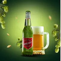 啤酒啤酒瓶啤酒杯啤酒花背景图