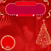 圣诞节狂欢红色指示牌圣诞树活动促销背景