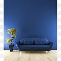 蓝色沙发画册背景素材