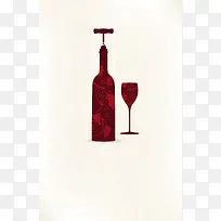 葡萄酒简笔画插画海报背景