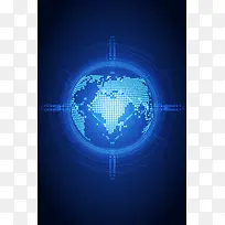 蓝色简约地球科技海报背景