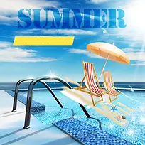 夏日大海防晒霜PSD分层主图背景素材