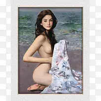 女人美女油画挂画背景素材