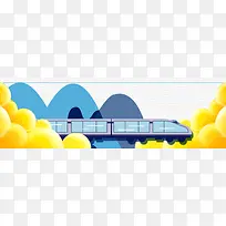 春运火车扁平卡通行李banner海报背景
