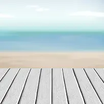 沙滩风光木板展台背景