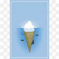 冰淇淋甜筒海报背景素材