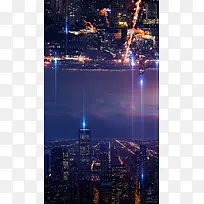 唯美夜景城市海报背景