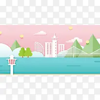 简约扁平城市建筑背景素材