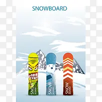 冬日滑雪滑雪板海报背景素材