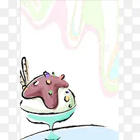 手绘卡通清凉夏日冰淇淋海报背景素材