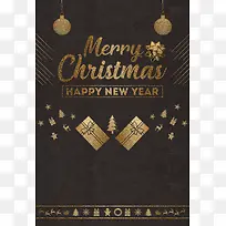 MerryChristmas黑金扁平商场促销海报