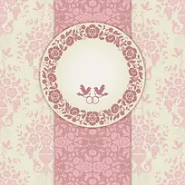 粉色花卉婚礼邀请卡矢量背景