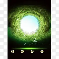 梦幻树圈绿色背景素材
