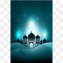 矢量伊斯兰教建筑夜景