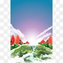 西瓜中国传统二十四节气夏至海报