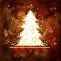 棕色橙色圣诞树装饰圣诞海报背景